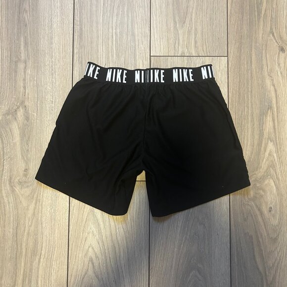 Nike Kid's (Girls) Shorts Black with Nike Logo band - Picture 2 of 2